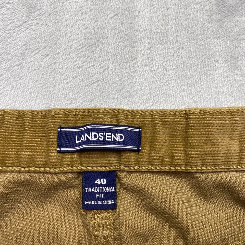 Lands End Mens 40 Traditional Fit Corduroy Pants Tan Brown Straight Leg‎ Preppy